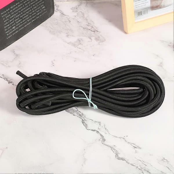 7mm 10m / 32.8ft Kles Rund Elastisk Tau Snor med Sterk Elastisitet for Klær DIY Svart