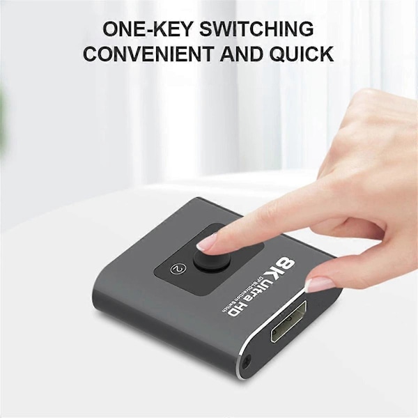 HD 8K 60Hz Bi-Direction Switch 1 ind 2 ud Video Distributor Splitter Dual Display -Kompatibel Splitter til Laptop PC