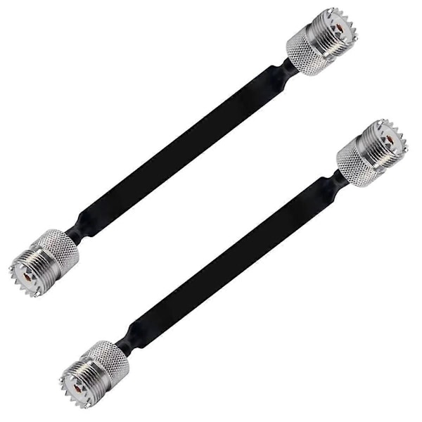 2 stk. - 20 cm RF koaksialkabel vindue/dør gennemgang fladt kabel, SO239 UHF hun til hun han stik