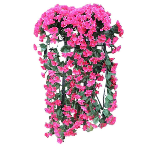 Hengende Blomster Kunstig Fiolett Blomstervegg Wisteria Kurv Hengende Girlander Vinranke Blomster Falsk Silkeorkidé Rose Red
