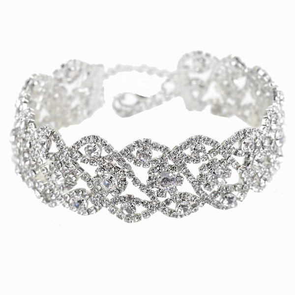 Rhinestone Choker Halskjede Smykker Justerbare Krage Halskjeder Sølv Chokers For Kvinner Og Jenter