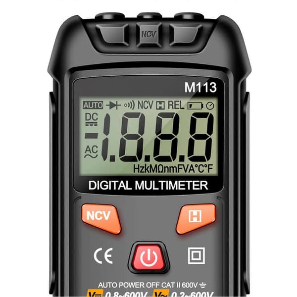 M113 Digitalt Multimeter Automatisk Genkendelsestester AC DC Spænding Strøm Modstand Kapacitans Frekvensmåler Sort
