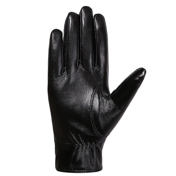 Evago Touchscreen Vinter Getskinn Läderhandskar för män - Herr varm plyschfodrad handske för motorcykelkörning Ridning Svart L