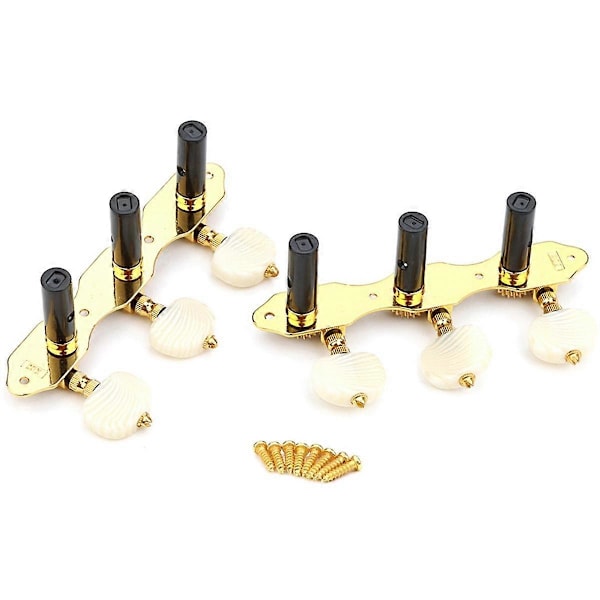 2st Gitarrsträngstämmare Klassisk Gitarr 3 Set med Strängstämskruvar 3Vänster 3Höger Gitarrknoppar Ersättning