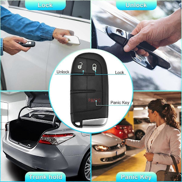 Nyckelfob Nyckellös Fjärrkontroll för 300 Charger Journey M3N-40821302 3 Knappar 433MHz ID46