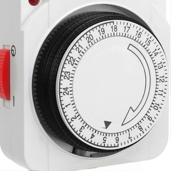 Mekanisk tidsbryter for stikkontakt, 24 timers syklus, 3-pins, 2 moduser, lysindikator, plugg inn elektrisk timer for lys