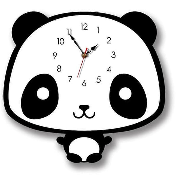 Nordisk Stil Panda Vægur Stille Træur til Værelse