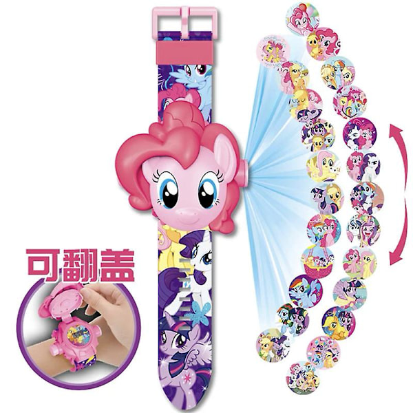 Tecknad Barnprojektionsklocka med Justerbart Armband Barnpresent Pony watch