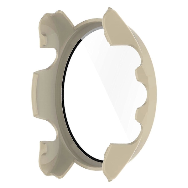 Til Garmin Forerunner 255 Anti-ridse Anti-fald Hård PC Urkasse Beskyttelsescover med Hærdet Glas Skærmbeskytter Guanguan Ivory White
