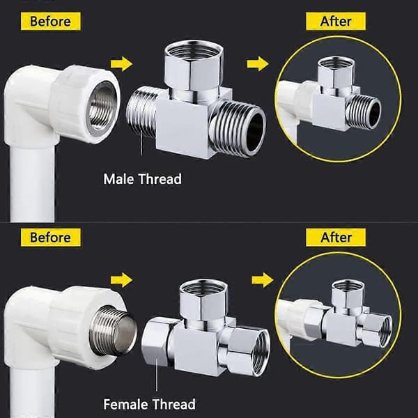 G1/2\" Messing Omskifterventil, 3-veis Firkantet Universell Adapter for Hånddusjsystem Reservedel