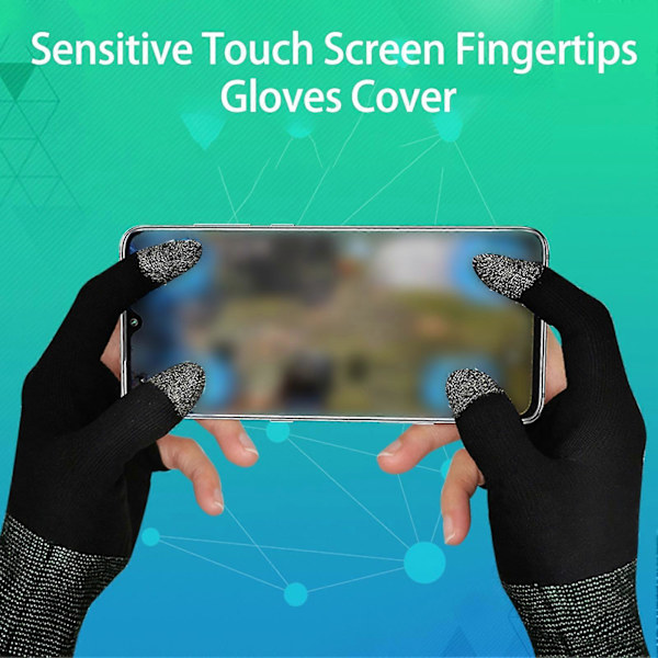 1 Par Spelgrepphandskar Tvåfingers Touch Super Svettsäker Ingen Fördröjning Hög Känslighet Andningsbar Känslig Pekskärm Fingertoppshandskar Skydd Gam