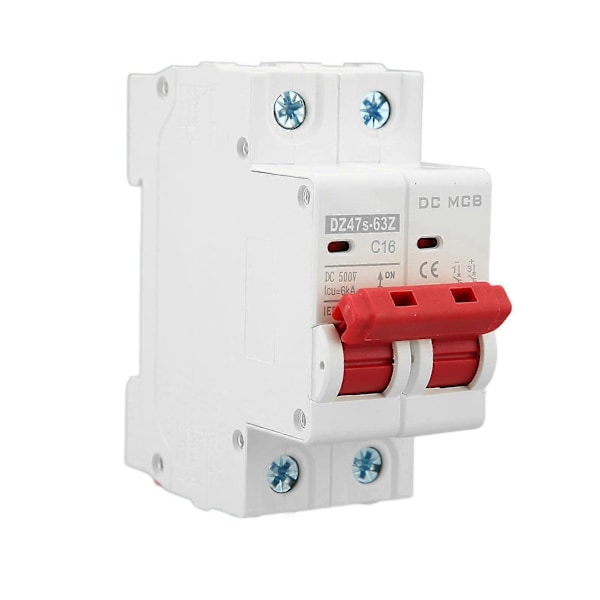 Brytare 2P DC 500V MCB 16A DIN-skena Monteringsskyddsbrytare 6000A Brytförmåga