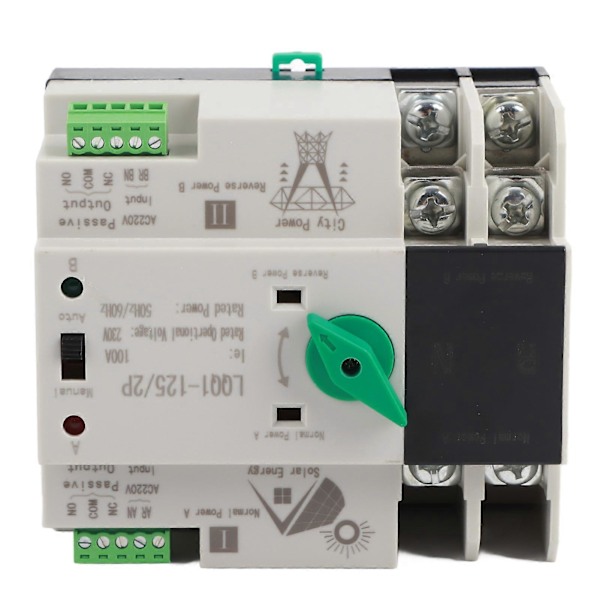 Kaksitehoinen automaattinen siirtokytkin 2P Millisekunnin piiri Nopea ohjain AC230V 100A Kotitalous PV