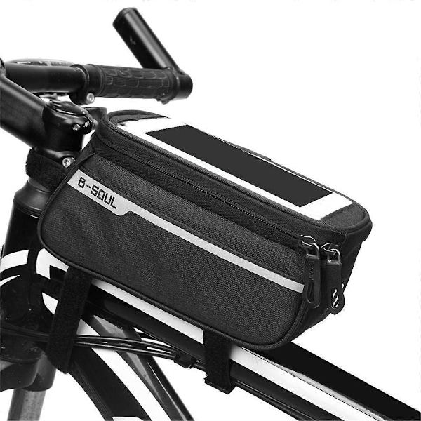 Cykel Telefonholder Taske Cykel Telefon Frontramme Taske Mountain Road Bike Tilbehør til Passer Telefon Under 6 Tommer Sort