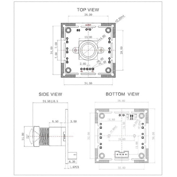 OV9732 1MP Kameramodul 100 Grader MJPG/YUY2 Justerbart Manuellt Fokus 1280X720 PCB-kort för WinXP/7/8/10 med 2M Kabel