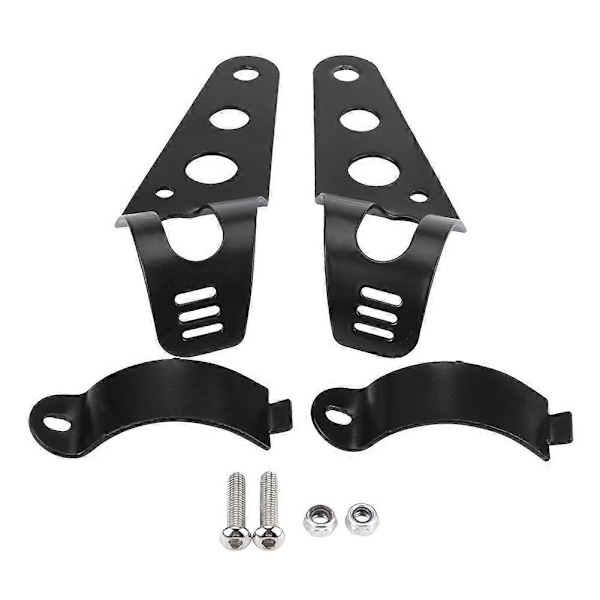 1 Par Rustfrit Stål Motorcykel Forlygtebeslag Universal Monteringsstand Support (Sort)