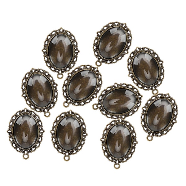 10 Set Glas Patch Hänge Ovala Brickor Glas Cabochon Klara Kupolplattor DIY Smyckesmaterial
