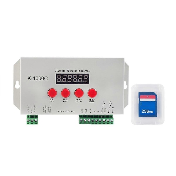 K1000C SD Kort Controller RGB Controller WS2801 WS2811 WS2812B LPD6803 LED 2048 Pixels Program Controller DC5-24V