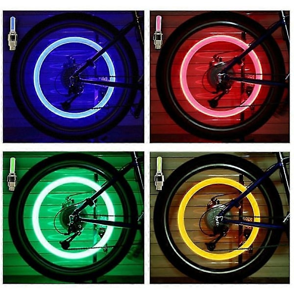 2 stk. Cykel LED Lys Dækventil Hætte Lommelygte Auto Bil Motorcykel Dækluft 4PCS Yellow