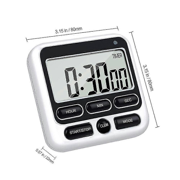 Stor LCD Digital Kjøkkentimer Nedtelling 24 Timer Magnetisk Timer, Student Og Barn Lærings Påminnelse Timer. (Svart)-Bra