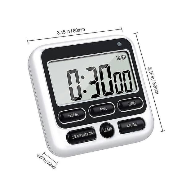 Stort LCD Digitalt Køkkenur Nedtælling 24 Timer Magnetisk Ur, Studerende Og Børns Lærings Påmindelsesur. (Sort)-God