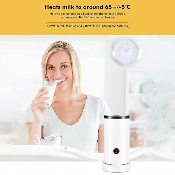 Elektrisk melkeskummer 4-i-1 600W 240ml/8.12oz Varm og kald melkeskummer Stille drift Anti-skli Melkesteamer i rustfritt stål for Latte Cappuccino