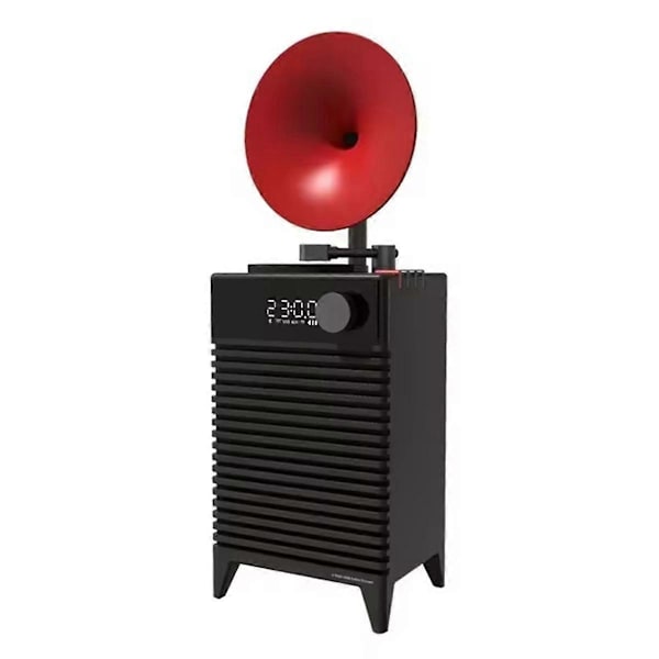-202 Retro Bluetooth-högtalare Trådlös Utomhus Bass Subwoofer LED-klocka Ljud Handsfree Samtal Musikbox TF AUX-spelare A