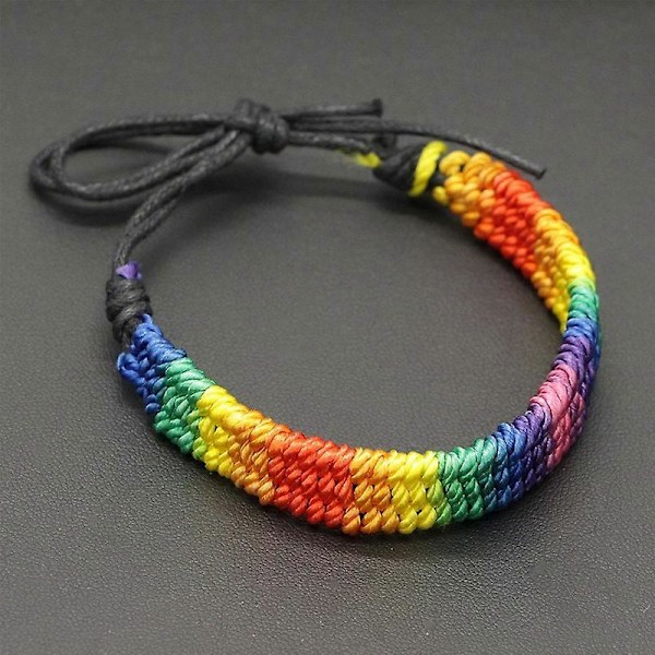 Vintage Regnbågsfärgad Vävd Rep Dam Armband Smycke