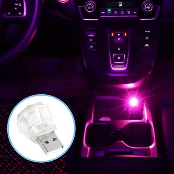 10 stk. Mini USB LED-lys Justerbar Lysstyrke Bærbare Interiørlys LED Atmosfære Lampe Biltilbehør 5V
