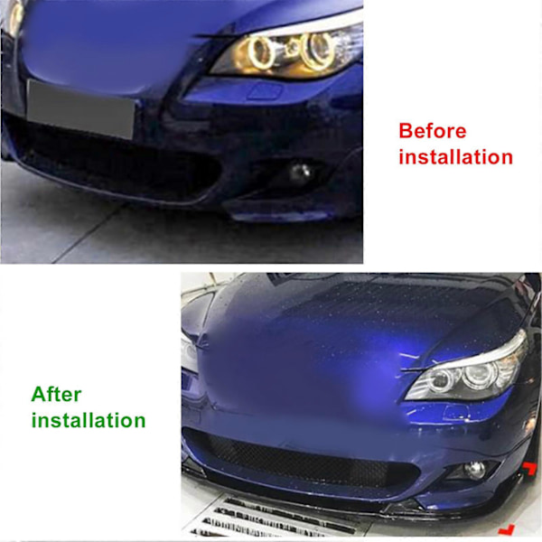 3 STK Bil Front Læbe Body Kit ABS Aerodynamisk Sporty Look Kofanger Læbe Spoiler til 5 Serie E60 E61 M Sport 2005 til 2010 Kulfiber Farve