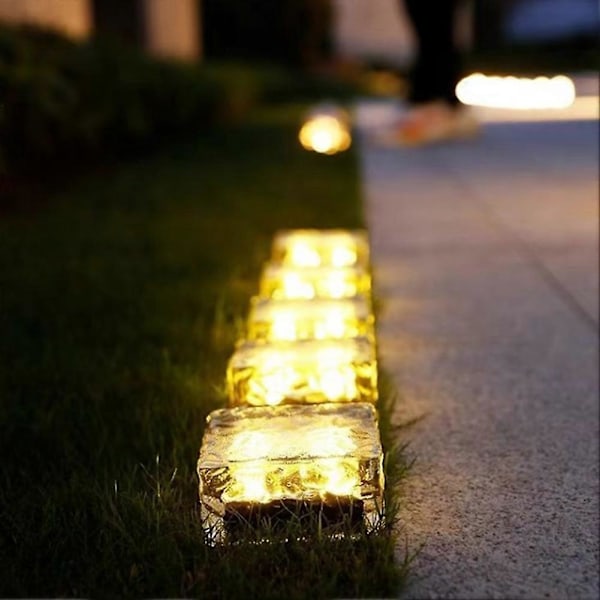 5 stk. Solcelle Glassten Lampe Isterning Lys LED Landskabslys til Jul Udendørs Sti Vej Gård (Varm Hvid)