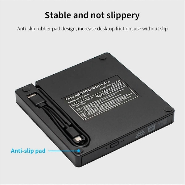 DVD Ekstern USB3.0 Læser CD Afspiller Brænder Optiske Disk Drev til PC Laptop Notebook
