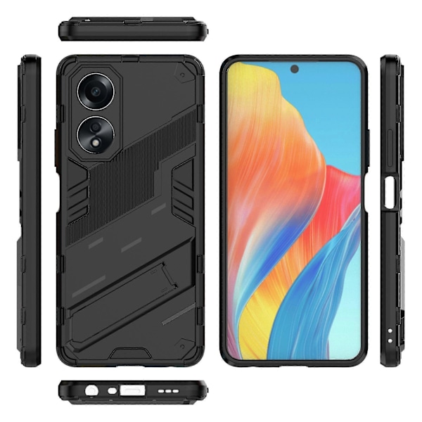 Skal för Oppo A58 4g PC+TPU Stötsäkert Stativ Mobilskal Black