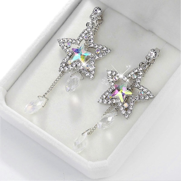 Elegante Kvinder Cubic Zirconia Indlagt Stjerne Kæde Kvast Dingle Ørestikker til Kvinder Dagligt Outfit TSUNDEAU