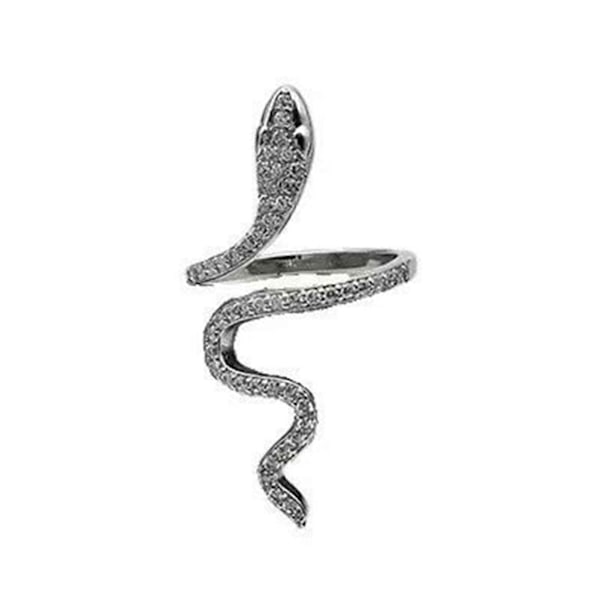 Dame Ring Skinnende Elegant Sjarmerende Pynte Allsidig Slangeform Rhinestone Ring Hverdagsliv