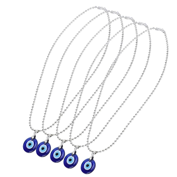 5Ps Turkiskt Blått Öga Halsband Skydd Lycko Smycken Tillbehör Gåvor Hantverk 2.5x2.5cm
