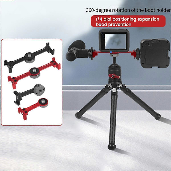 Cold Shoe Vlog Forlengelsesstang Festeadapter 1/4in Skrue for Action Kamera Brakett LED Lys Mic Stativ Svart Enkelt