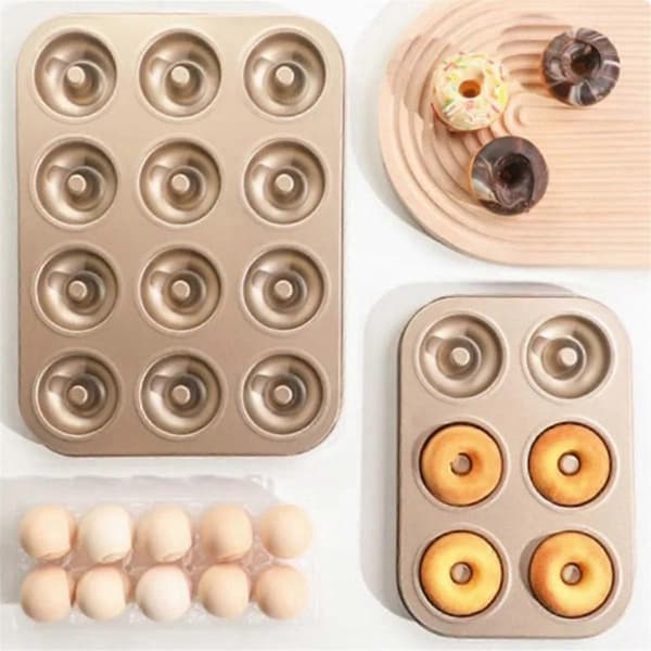 Huller Donut Kageform DIY Chokolade Kage Dessert Cookie Muffin Bageform Håndlavede Redskaber 6 Kop Guld