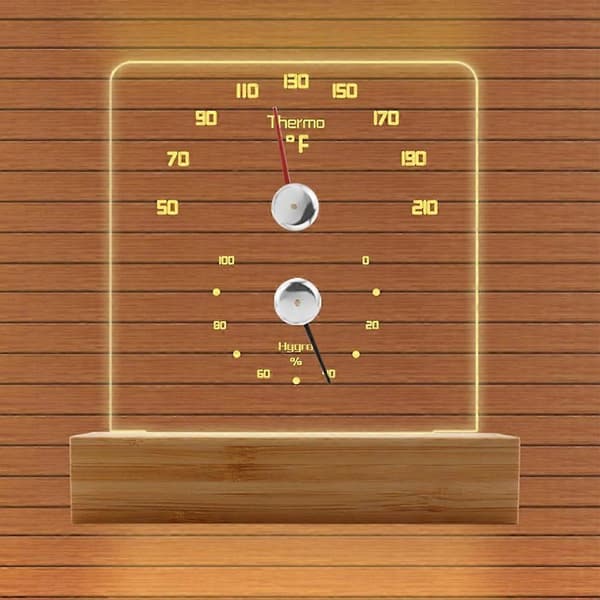 Sauna Termometer 2 i 1 Fahrenheit Termometer Hygrometer med LED Lys Sauna Tilbehør til Sauna Rum Hotel