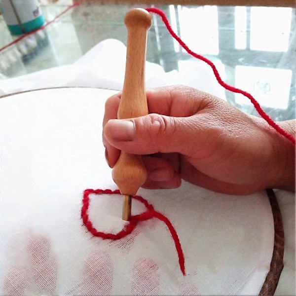 Broderinål Trähandtag med Nålträdare Kläder Hantverk Vävverktyg