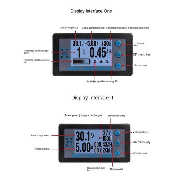 VA9510 120V/50A Digital Voltmeter Amperemeter Batterikapacitetsindikator Hall Coulomb Meter Testare Effektdetektor