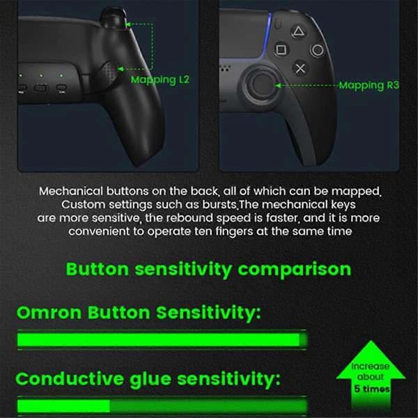 010 020 030 för Kontroller Bakre Knappfäste Förlängningsadapter Gamepad Paddelknapp med Turbo för Svart