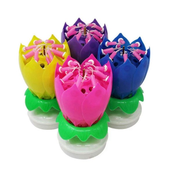 Vacker Blomma Lotusblomma Ljus Musik Ljus Roterande Musikaliskt Ljus colorful