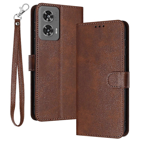 Til Motorola Edge 50 Fusion 5G Etui PU Læder Standpung Stødsikkert Business Telefon Cover Brown