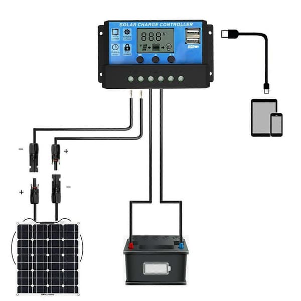12V 24V Solar Opladnings- og Afladningscontroller PWM LCD-Display Dobbelt USB-Udgangsregulator til Hjemme Industri Bil 10A
