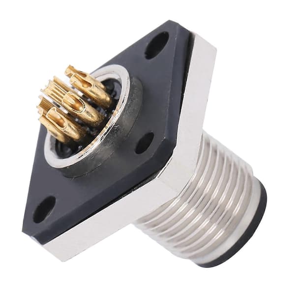 Vanntett Kobling 8 Pinners Firkantet Flens M12 Gjengekabel Aviation Socket M12HP8