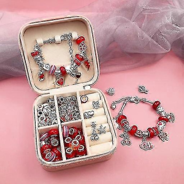Charm Armbandstillverkningskit DIY Hantverk Smyckesset Present För Barn Flickor Tonåringar red