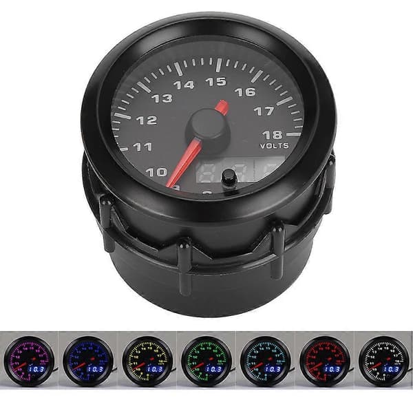 2in 52mm Bil Voltmeter 7-Farger Digital LED Spenningsmåler Modifiserte Deler