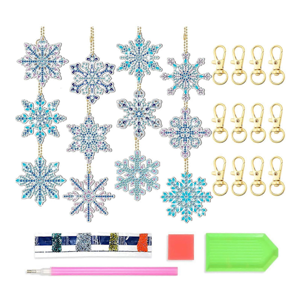1 Sæt Snefnug Vedhæng Diamant Maleri Nøglering 5D Nøgleringe Fuld Bor Kunst Nøgleringe Vedhæng DIY Rhinestone Tilbehør