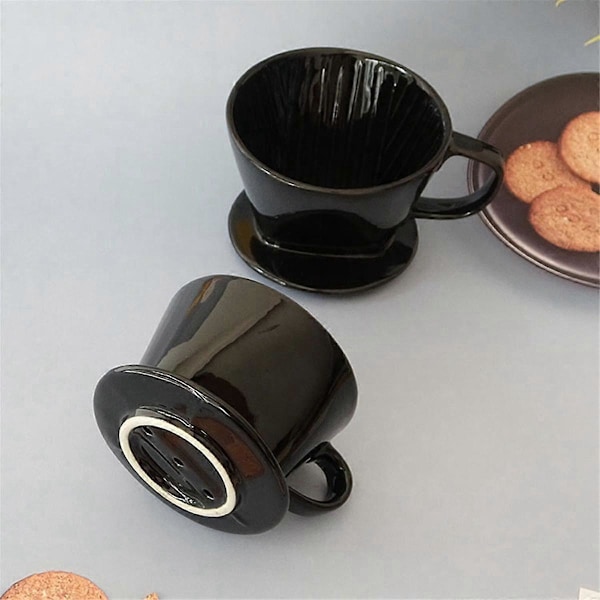 Kaffefilterkopp, Enkel Kopp Svart Keramisk Kaffetrakter, Gjenbrukbar Filterholder S